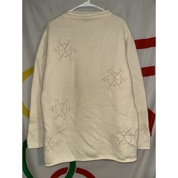 Jillian Jones Sweater Womens Large Beige Snowflakes Lambswool Angora Rabbit Vtg